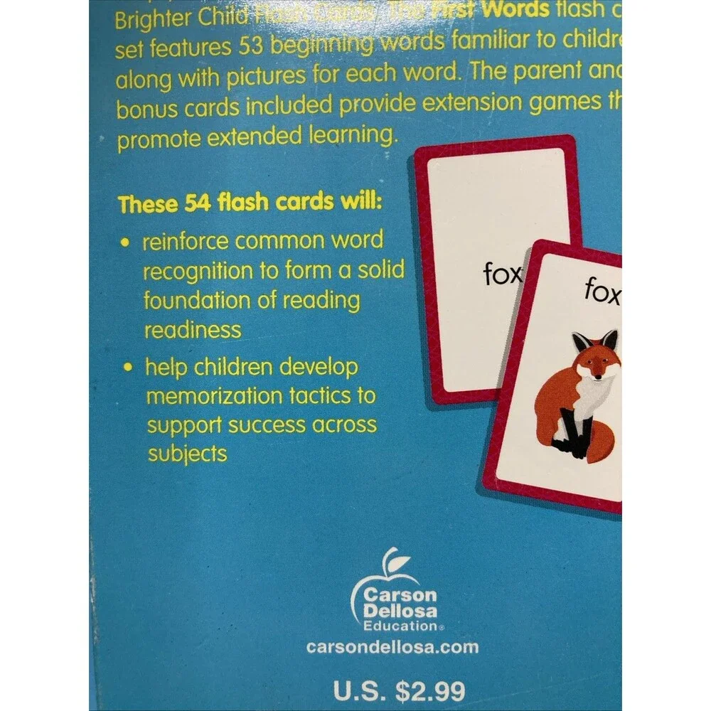 Brighter Child First Words Flash Cards 2006 Early Learning Vocabulary Educationa